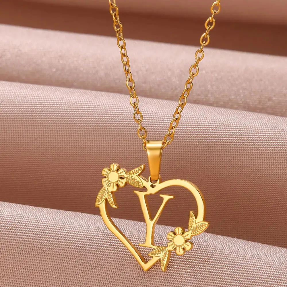 Dainty Flower Initials Necklace