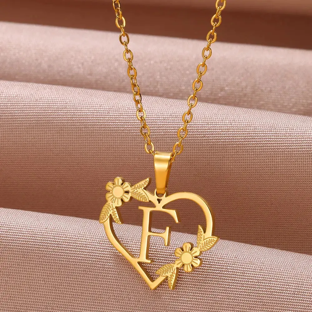 Dainty Flower Initials Necklace