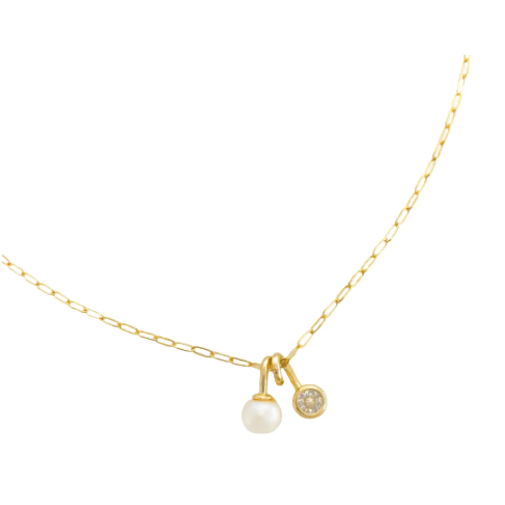 Dainty Genuine Pearl and CZ Twist Necklace