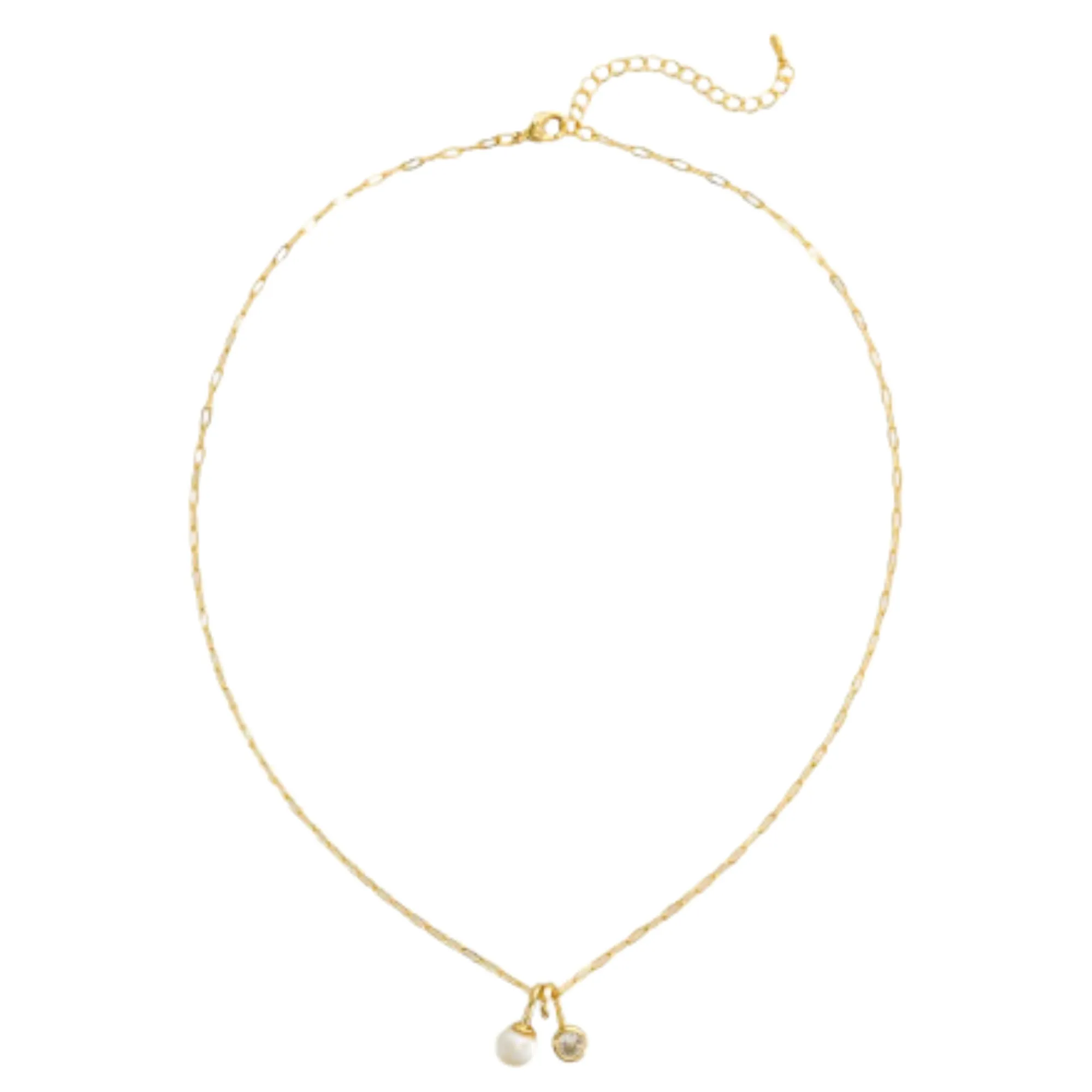 Dainty Genuine Pearl and CZ Twist Necklace