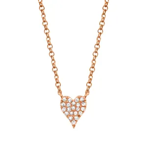 Dainty Pavé Diamond Heart Necklace
