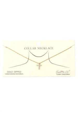 Dainty Rhinestone Cross Charm Collar Necklace