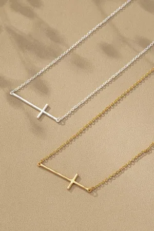 Dainty sideways cross necklace