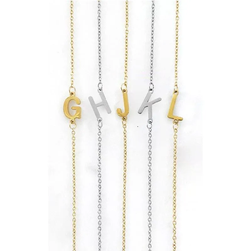 Dainty Sideways Initial Necklace