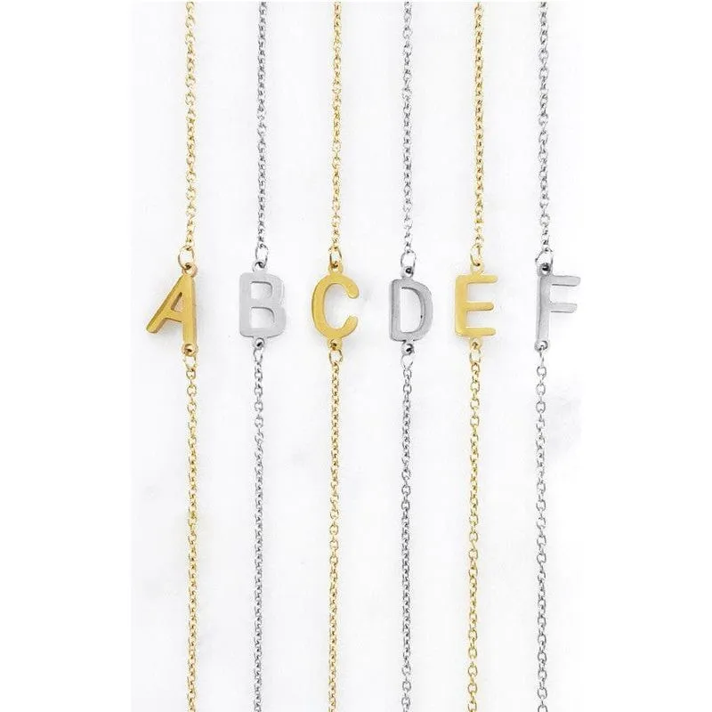 Dainty Sideways Initial Necklace