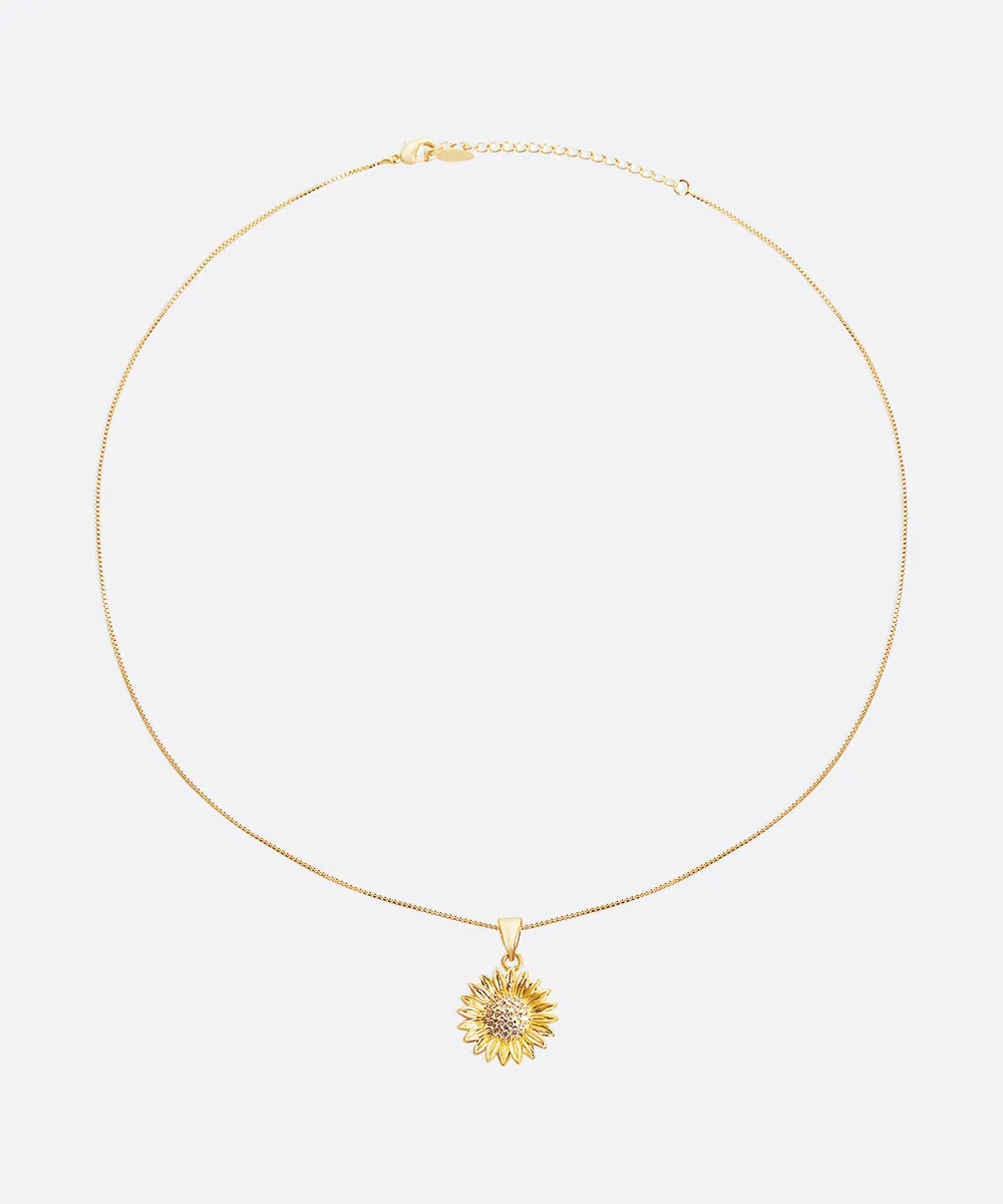 DAINTY SUNFLOWER & STONE NECKLACE
