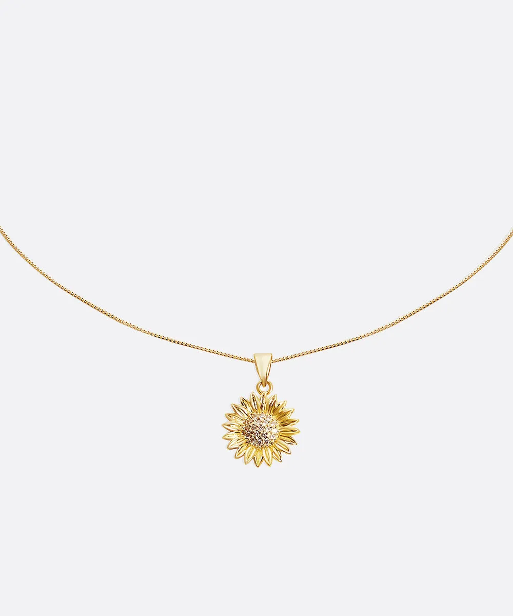 DAINTY SUNFLOWER & STONE NECKLACE
