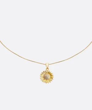 DAINTY SUNFLOWER & STONE NECKLACE