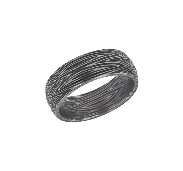 Damascus Steel Band with Zebra Pattern
