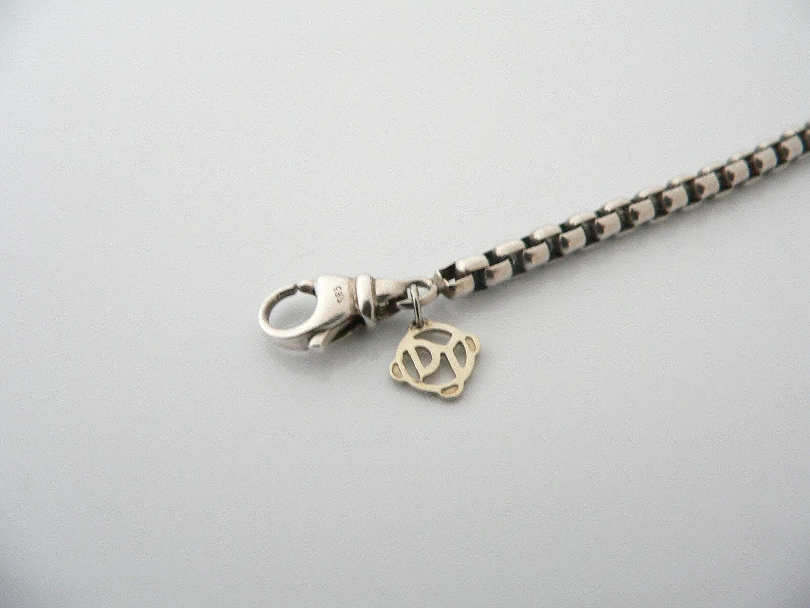 David Yurman Silver 14K Gold Box Link Necklace Chain Pendant Gift Venetian Cool