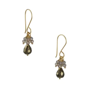 Debbie Fisher - Pyrite Drop with Fringe Earrings