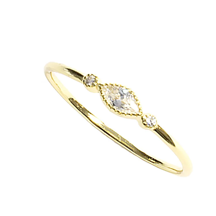 Delicate Oval Ornament CZ Ring - Gold or Silver