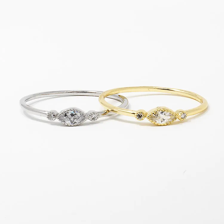Delicate Oval Ornament CZ Ring - Gold or Silver