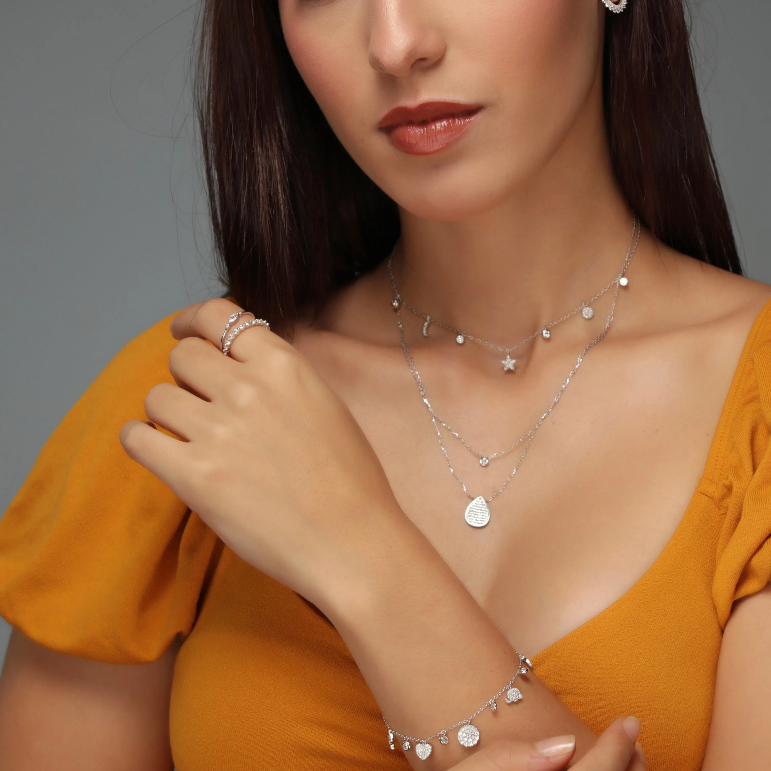 Delicate Oval Ornament CZ Ring - Gold or Silver