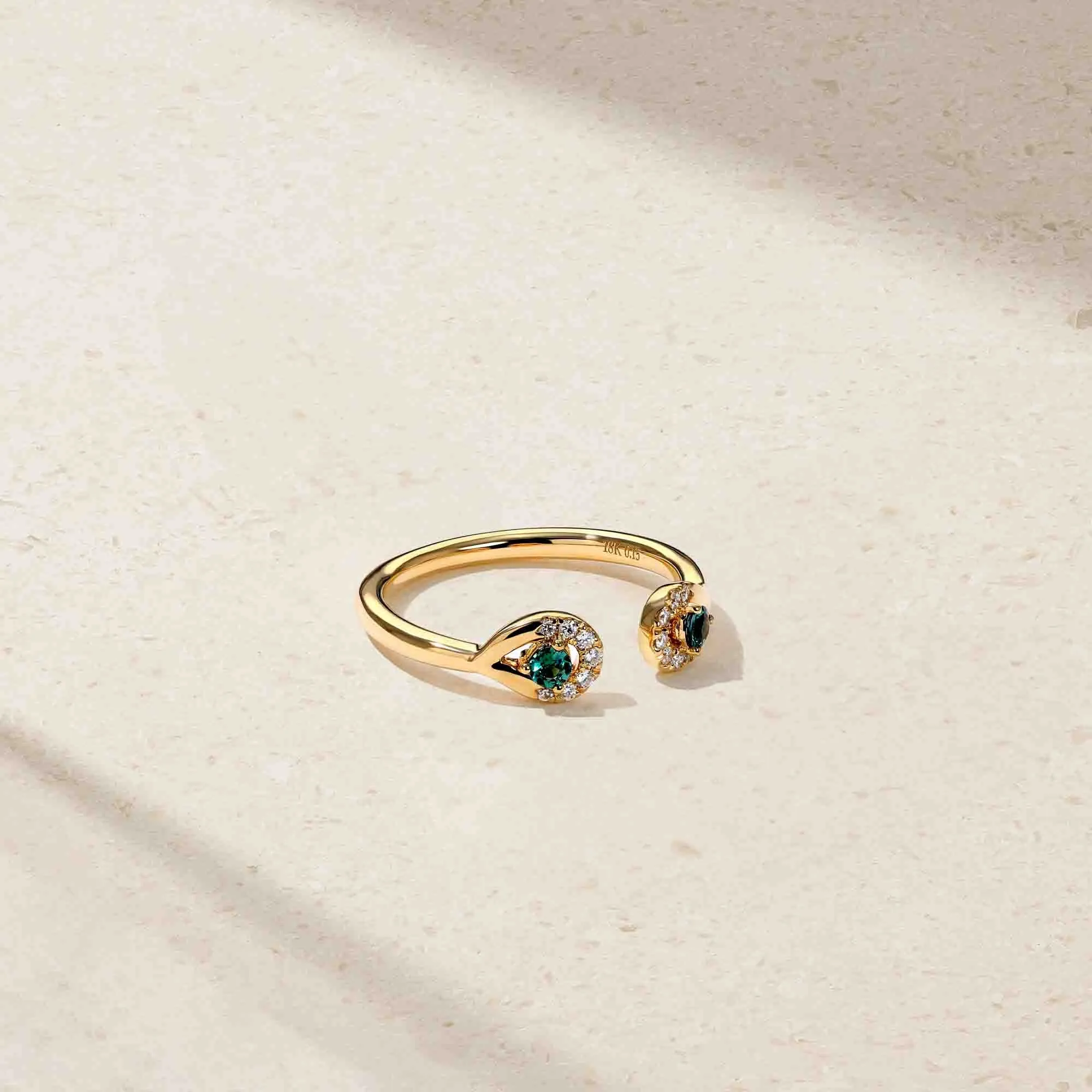 Dewdrop Alexandrite and Diamond Open Ring