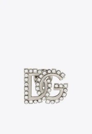 DG Logo Rhinestone Embellished Brooch