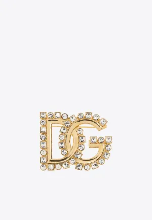 DG Logo Rhinestone Embellished Brooch