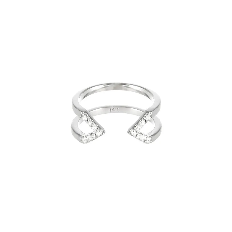 Diamond Dagger Ring - Midi  | White Gold