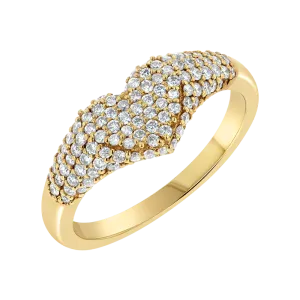 Diamond Heart Pave Signet Ring