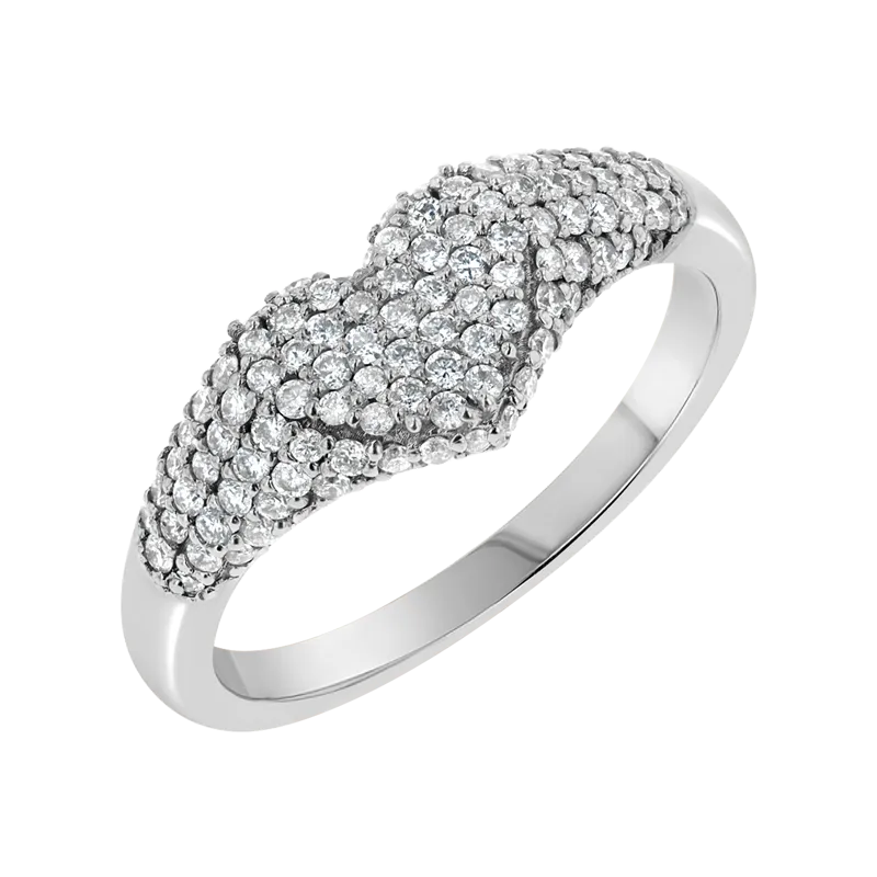 Diamond Heart Pave Signet Ring