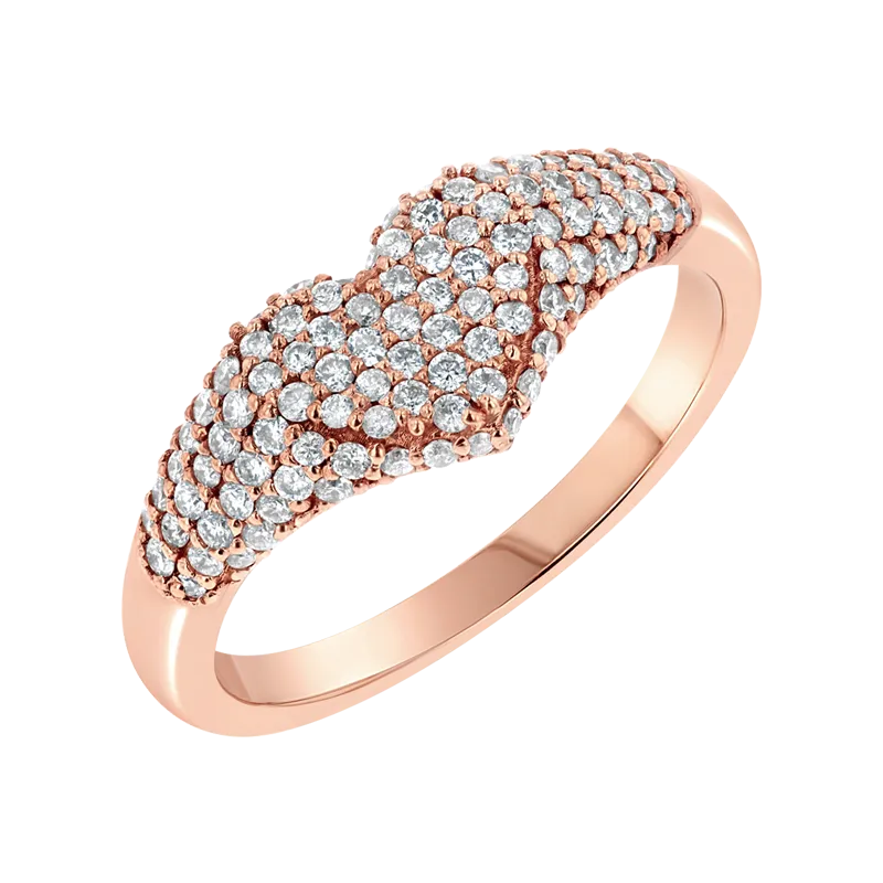 Diamond Heart Pave Signet Ring