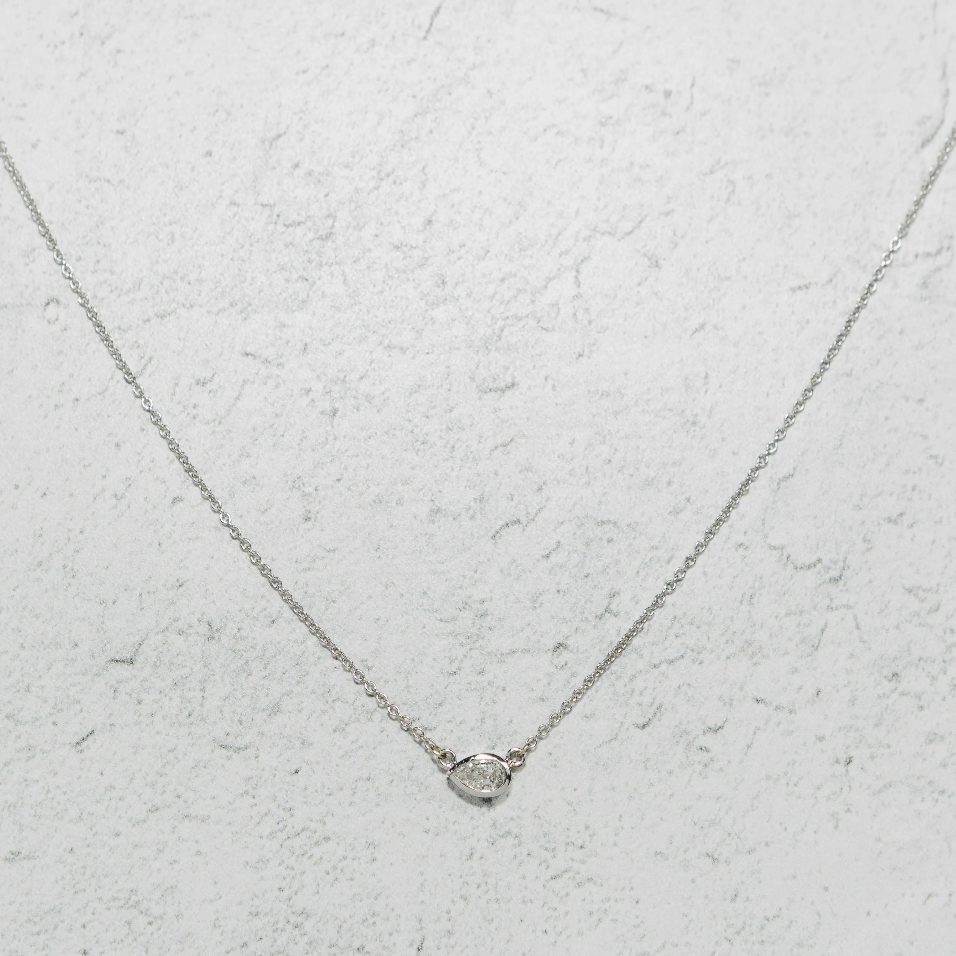 Diamond Layering Necklace No.2 - Pear Diamond in 14k White Gold