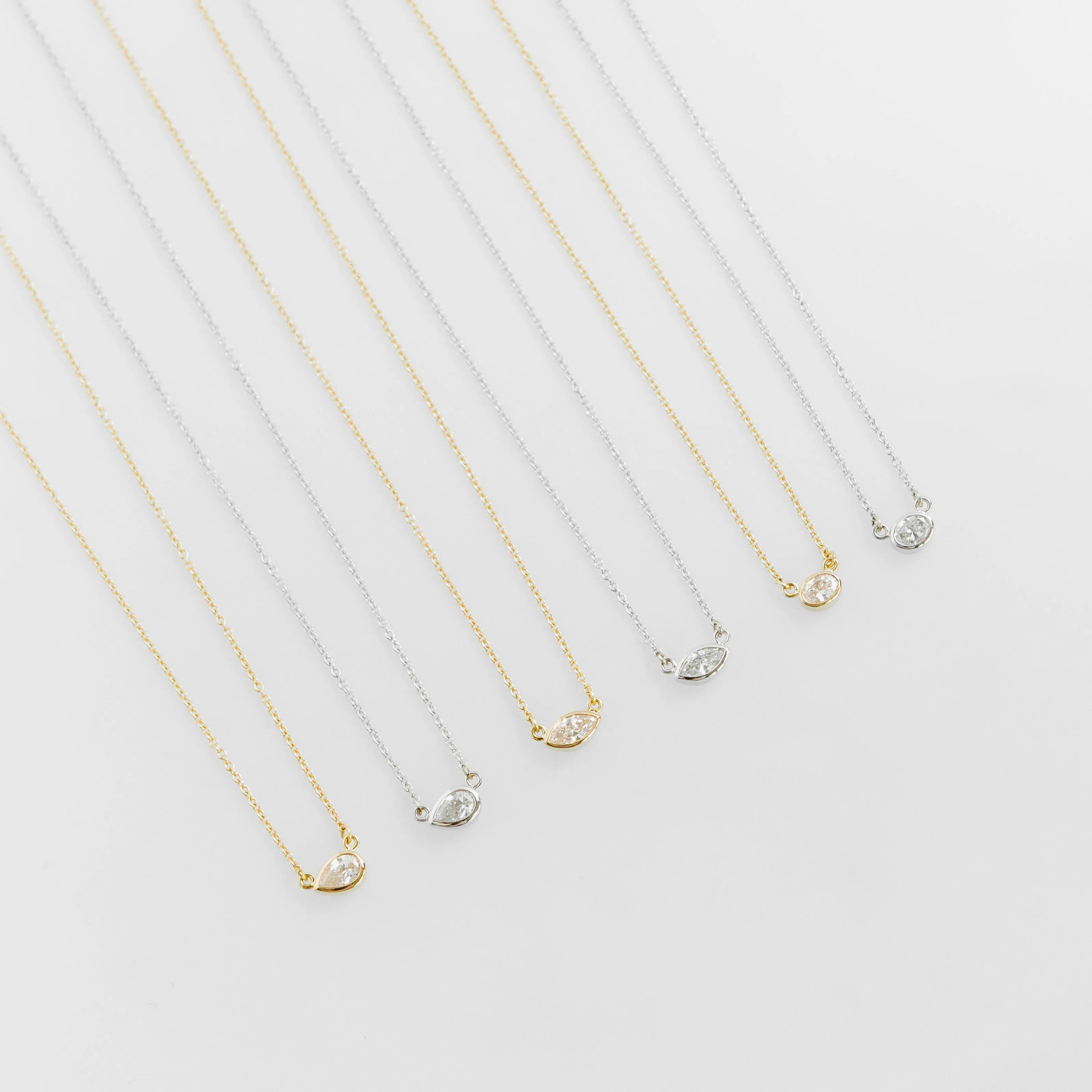 Diamond Layering Necklace No.2 - Pear Diamond in 14k White Gold