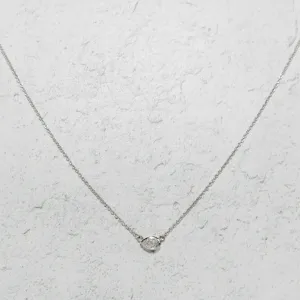 Diamond Layering Necklace No.2 - Pear Diamond in 14k White Gold