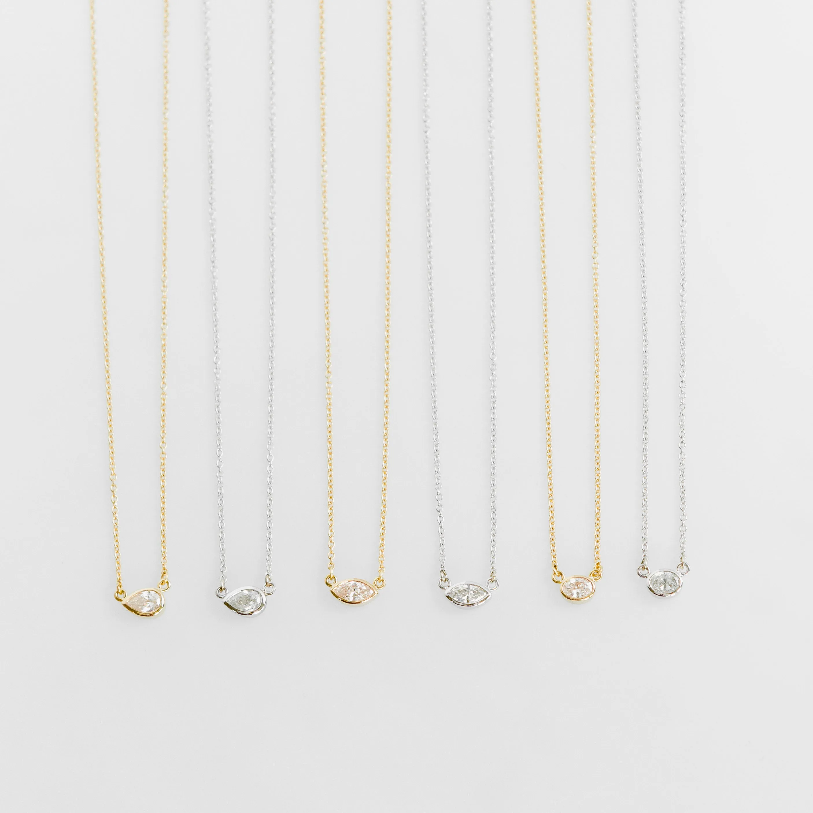 Diamond Layering Necklace No.2 - Pear Diamond in 14k White Gold