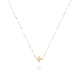 Diamond Maltese Cross Bead Necklace