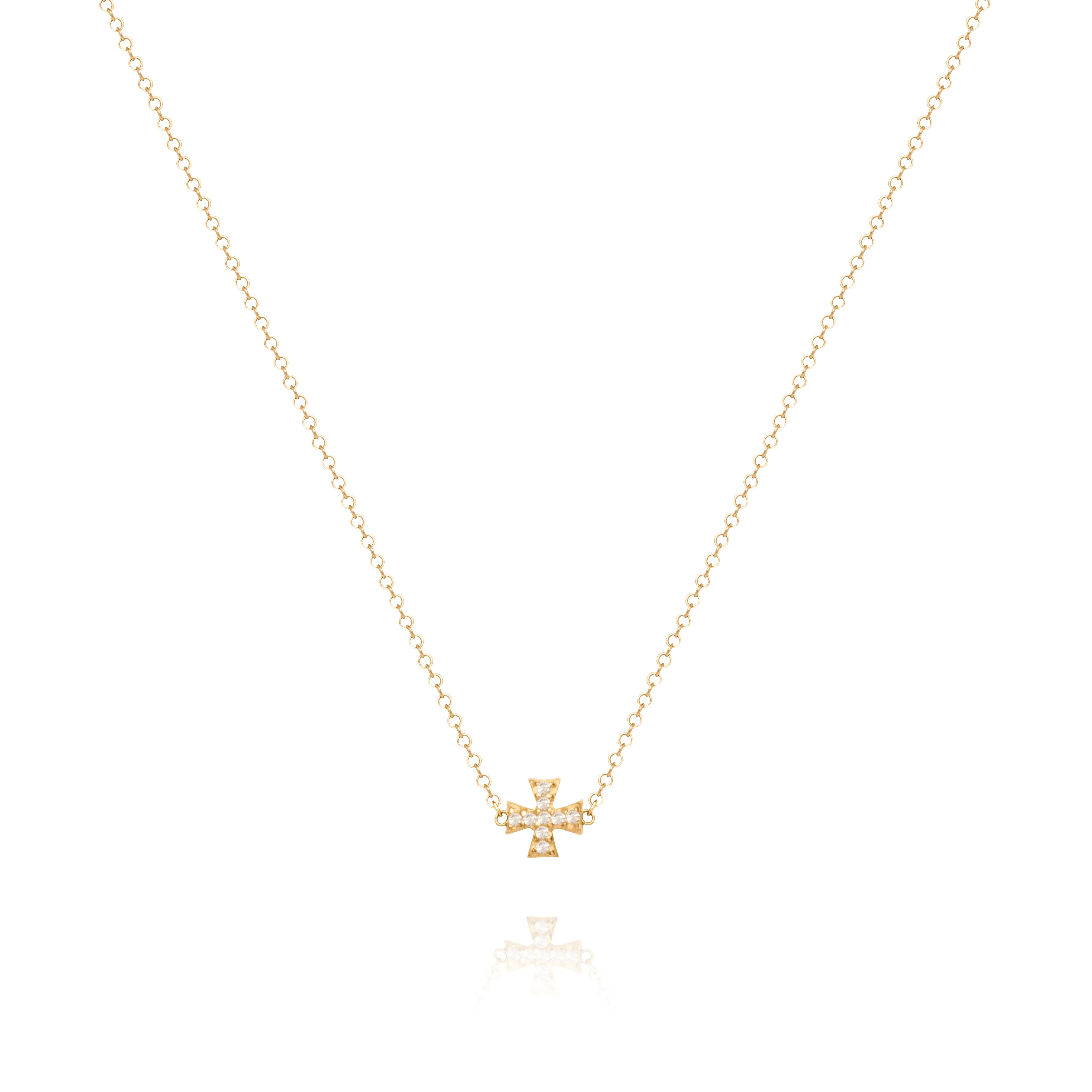 Diamond Maltese Cross Bead Necklace