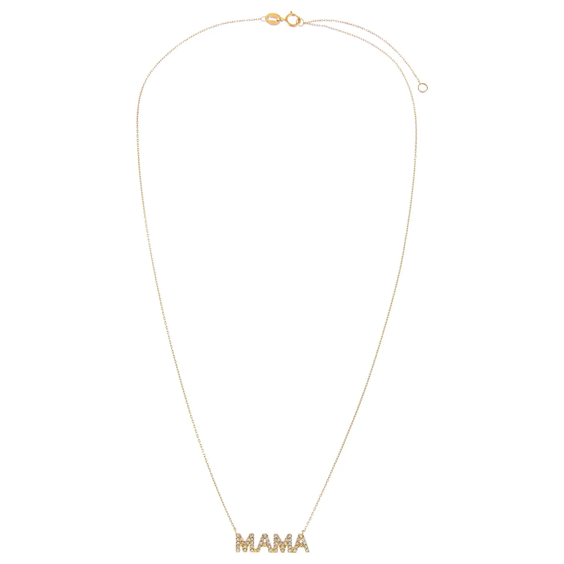 Diamond Mama Nameplate Necklace 14K