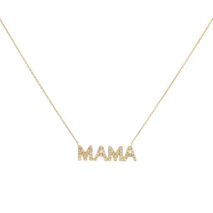 Diamond Mama Nameplate Necklace 14K