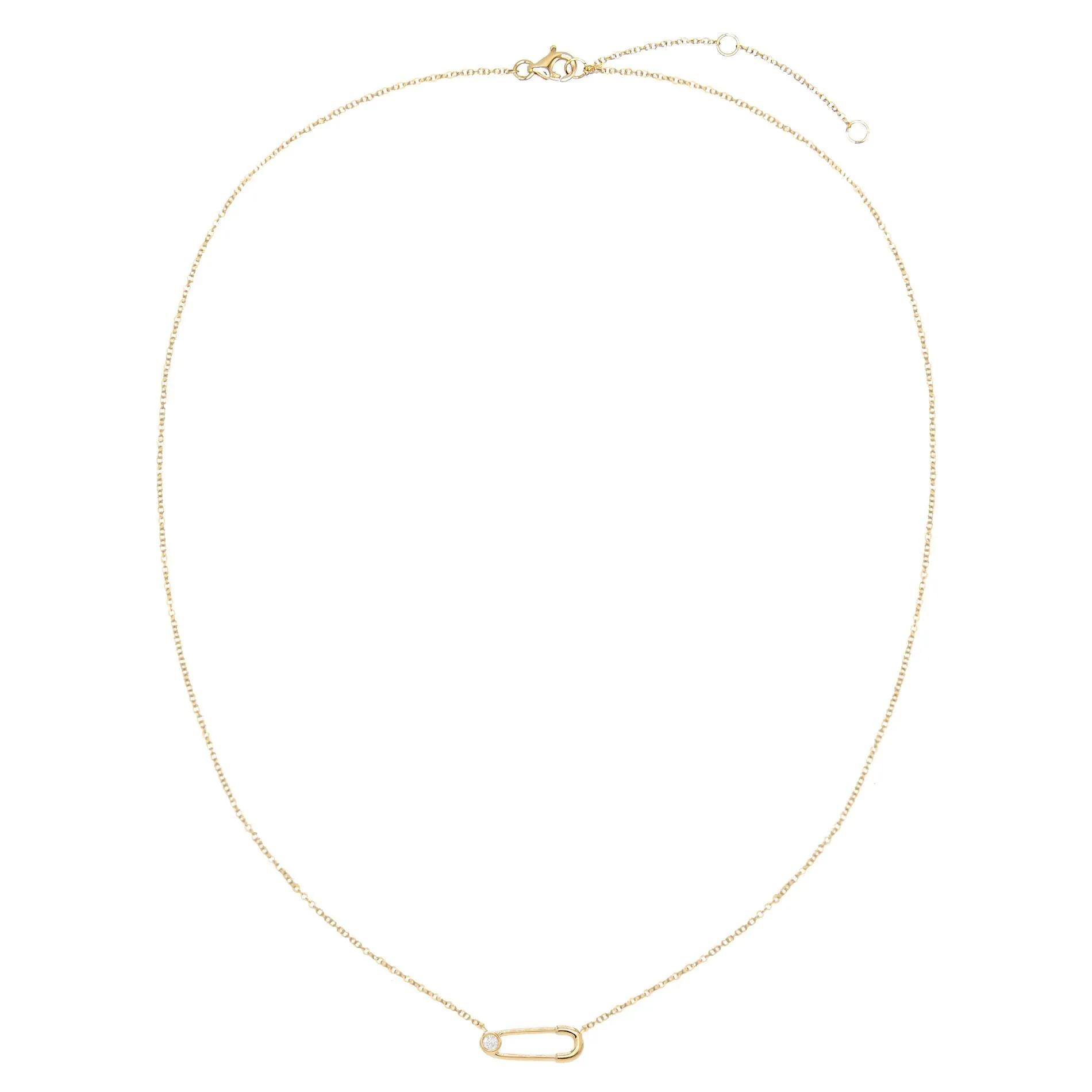 Diamond Safety Pin Necklace 14K
