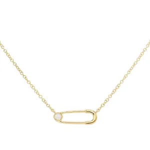 Diamond Safety Pin Necklace 14K