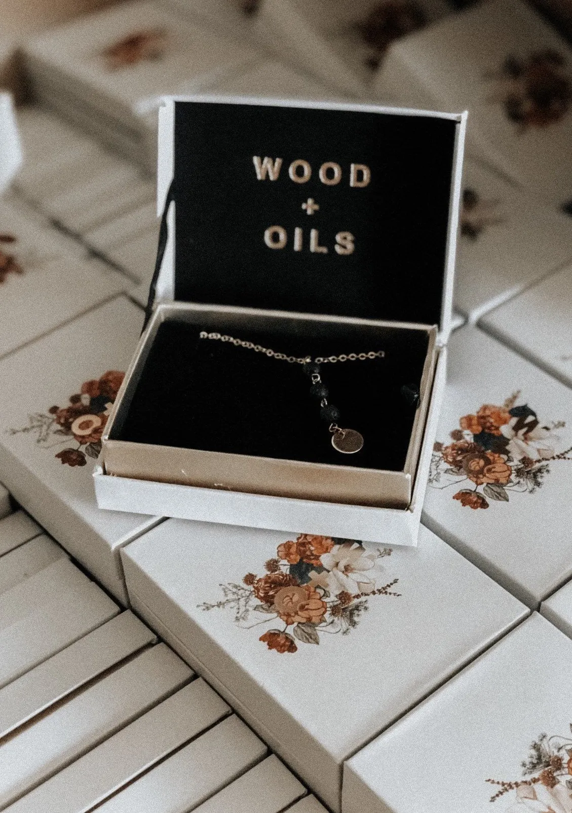 Diffuser Necklaces: Black Lava Stone and White Druzy Quartz