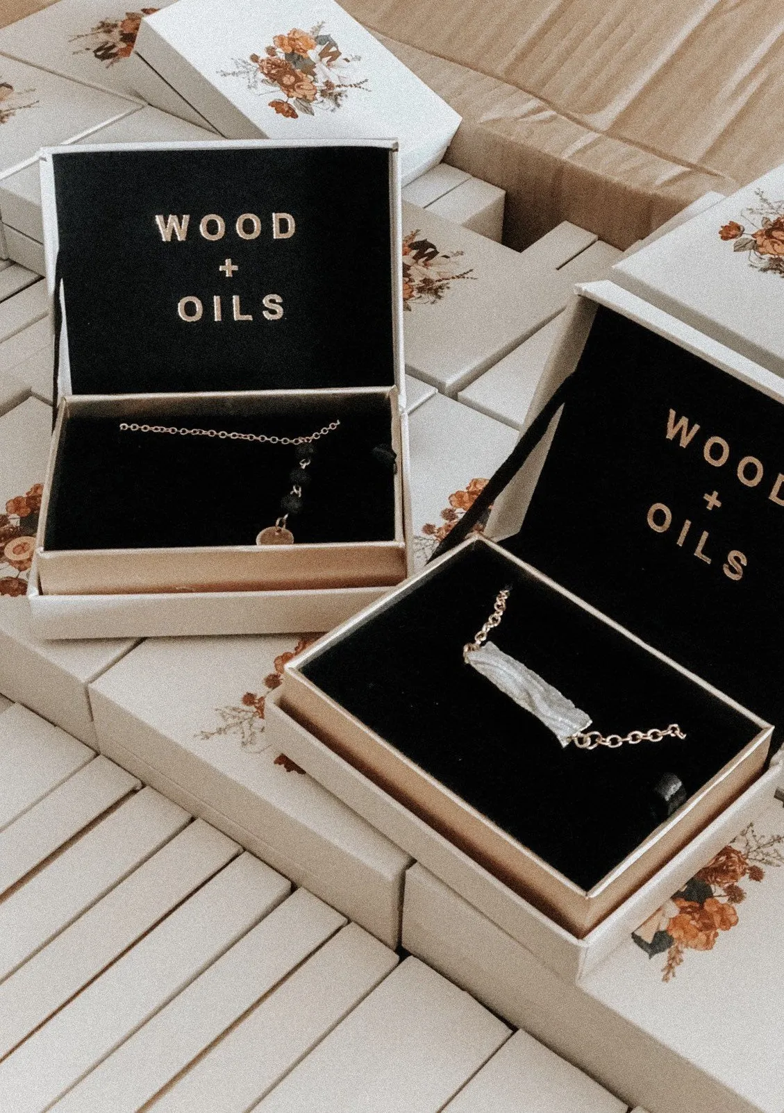 Diffuser Necklaces: Black Lava Stone and White Druzy Quartz