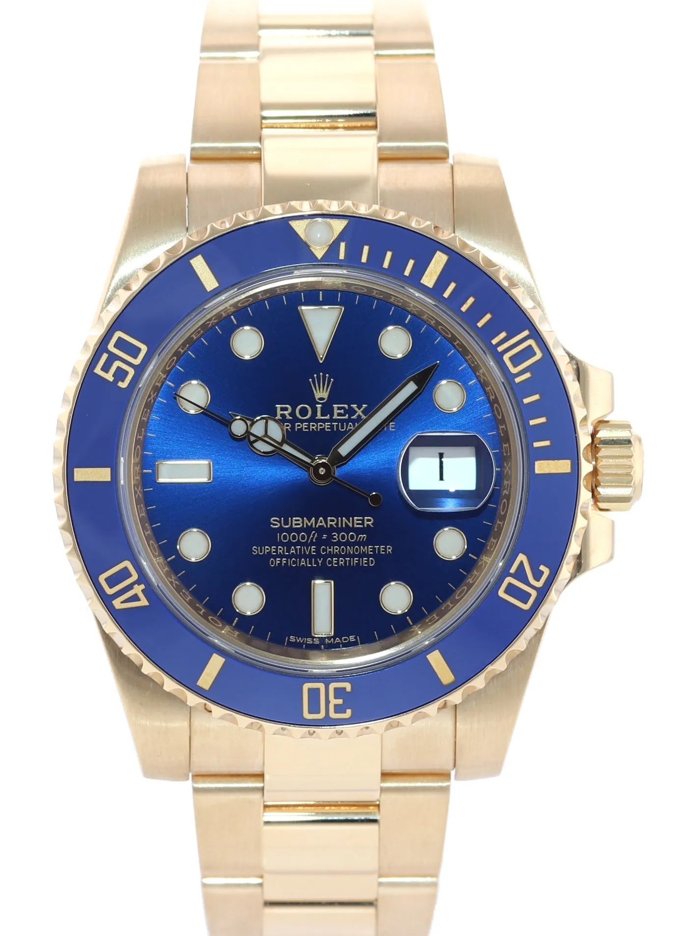 Discontinued 2019 Rolex Sunburst Blue Ceramic 116618 Yellow Gold 40mm Watch Box
