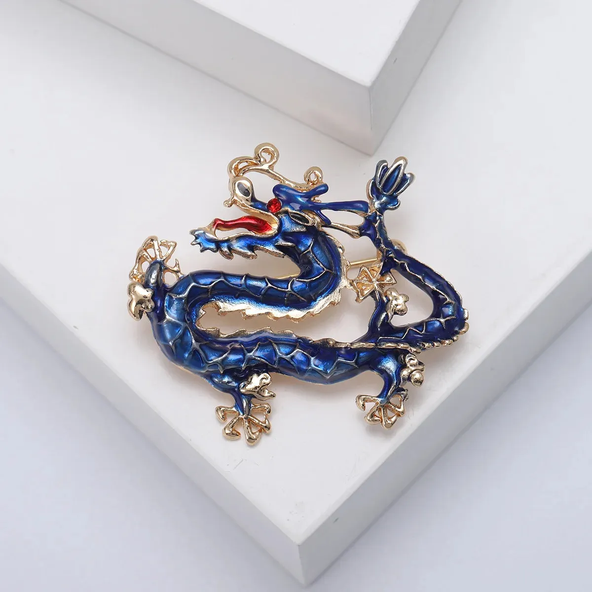 Dmari Women Brooch Chinese Vintage Dragon Badge Enamel Pin Luxury Jewelry Accessories For Women Clothing New Year Gifts