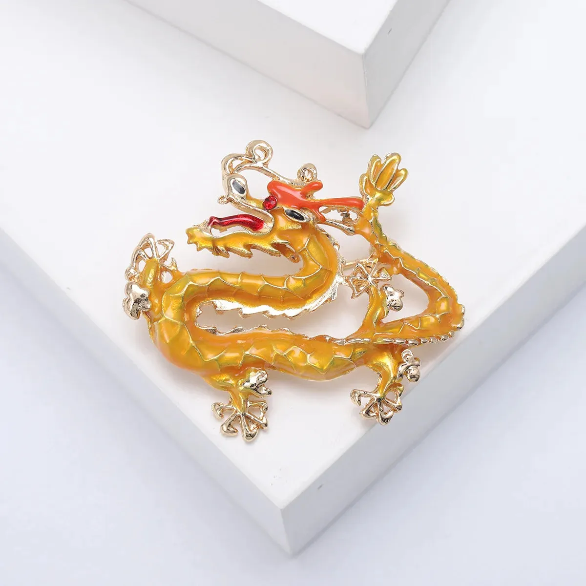 Dmari Women Brooch Chinese Vintage Dragon Badge Enamel Pin Luxury Jewelry Accessories For Women Clothing New Year Gifts