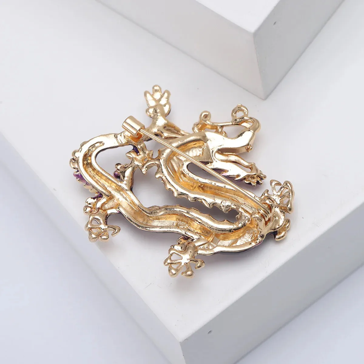 Dmari Women Brooch Chinese Vintage Dragon Badge Enamel Pin Luxury Jewelry Accessories For Women Clothing New Year Gifts