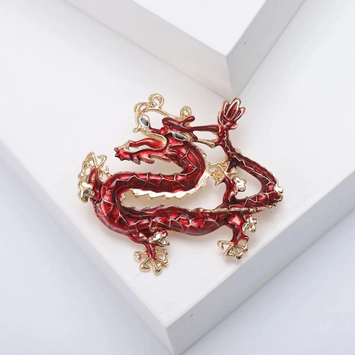 Dmari Women Brooch Chinese Vintage Dragon Badge Enamel Pin Luxury Jewelry Accessories For Women Clothing New Year Gifts