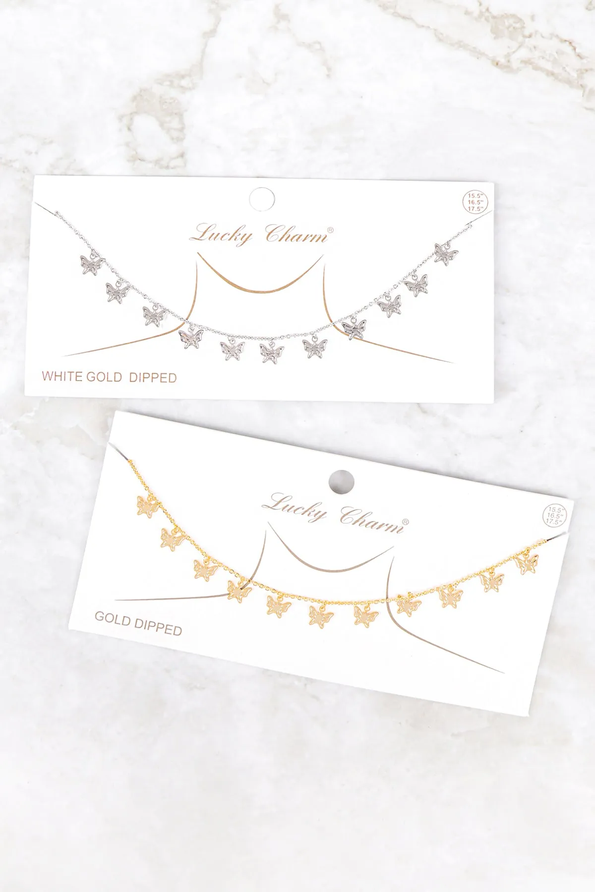 DN6142 - BUTTERFLY DAINTY STATIONARY NECKLACE
