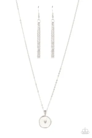 Do What You Love - White - Heart Emblem Seashell Paparazzi Short Necklace