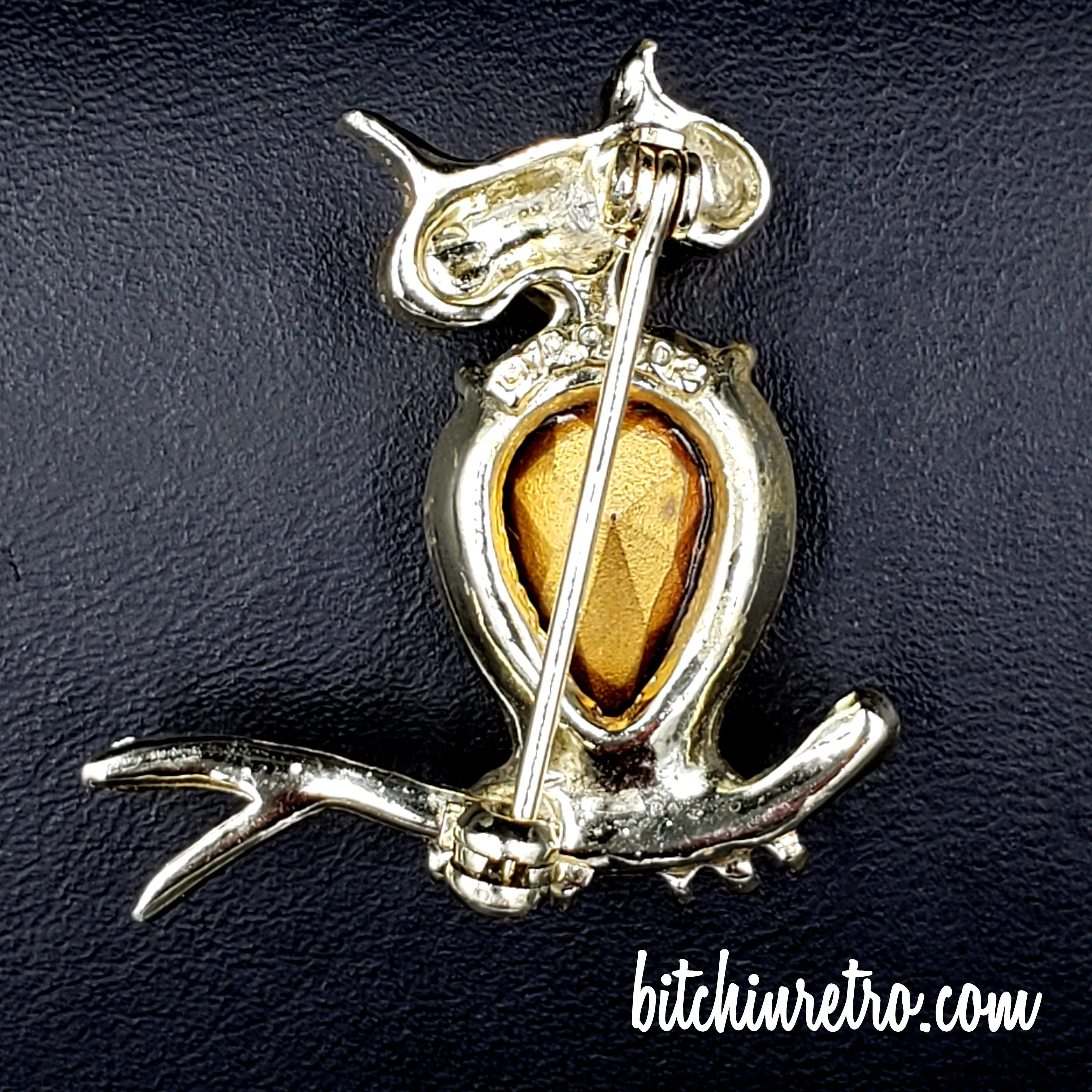 Dodds Vintage Rhinestone Owl Brooch