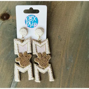 Dog Mom Paw Seed Beaded Drop Earrings