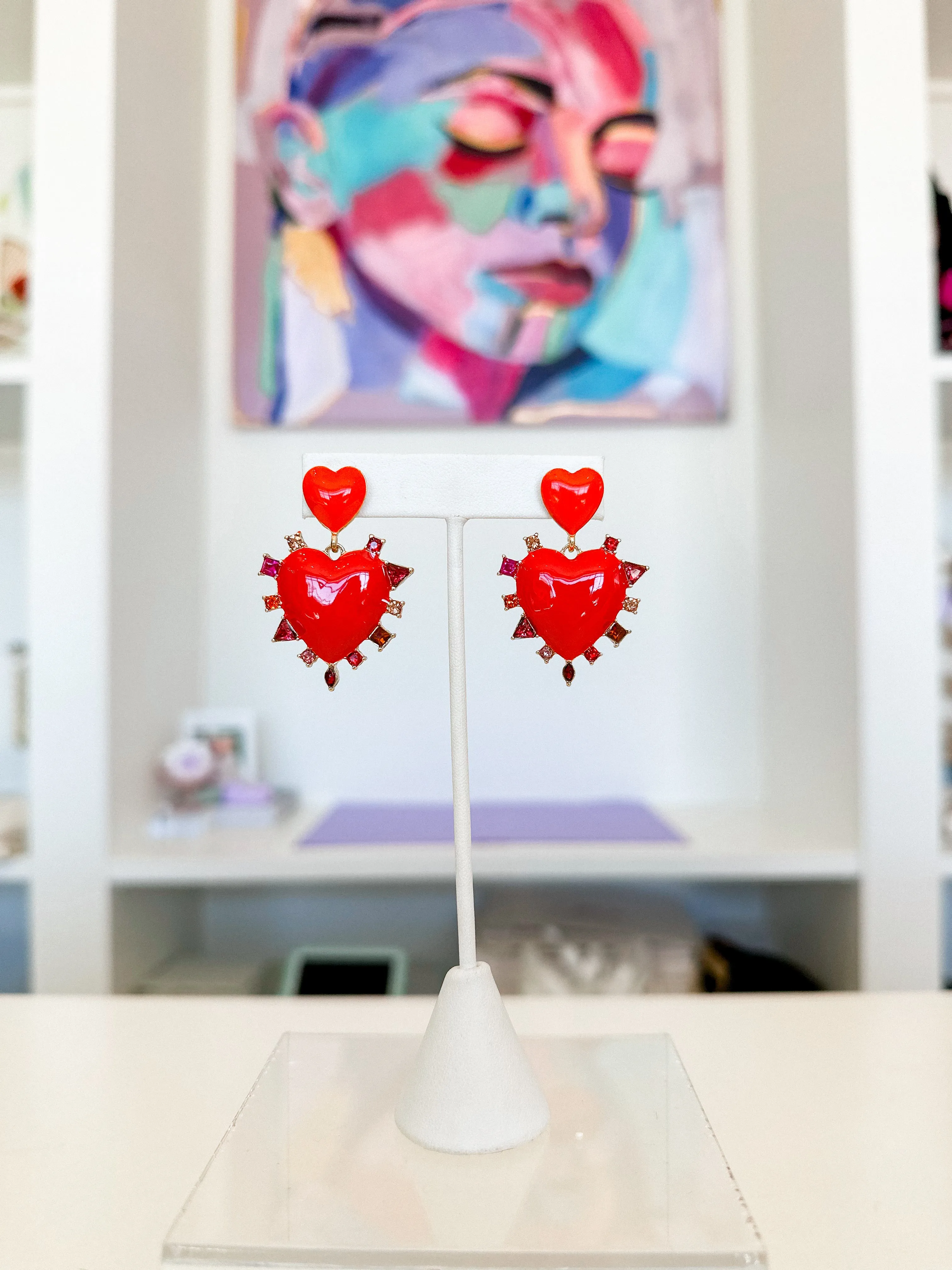 Double Heart Drop Earring
