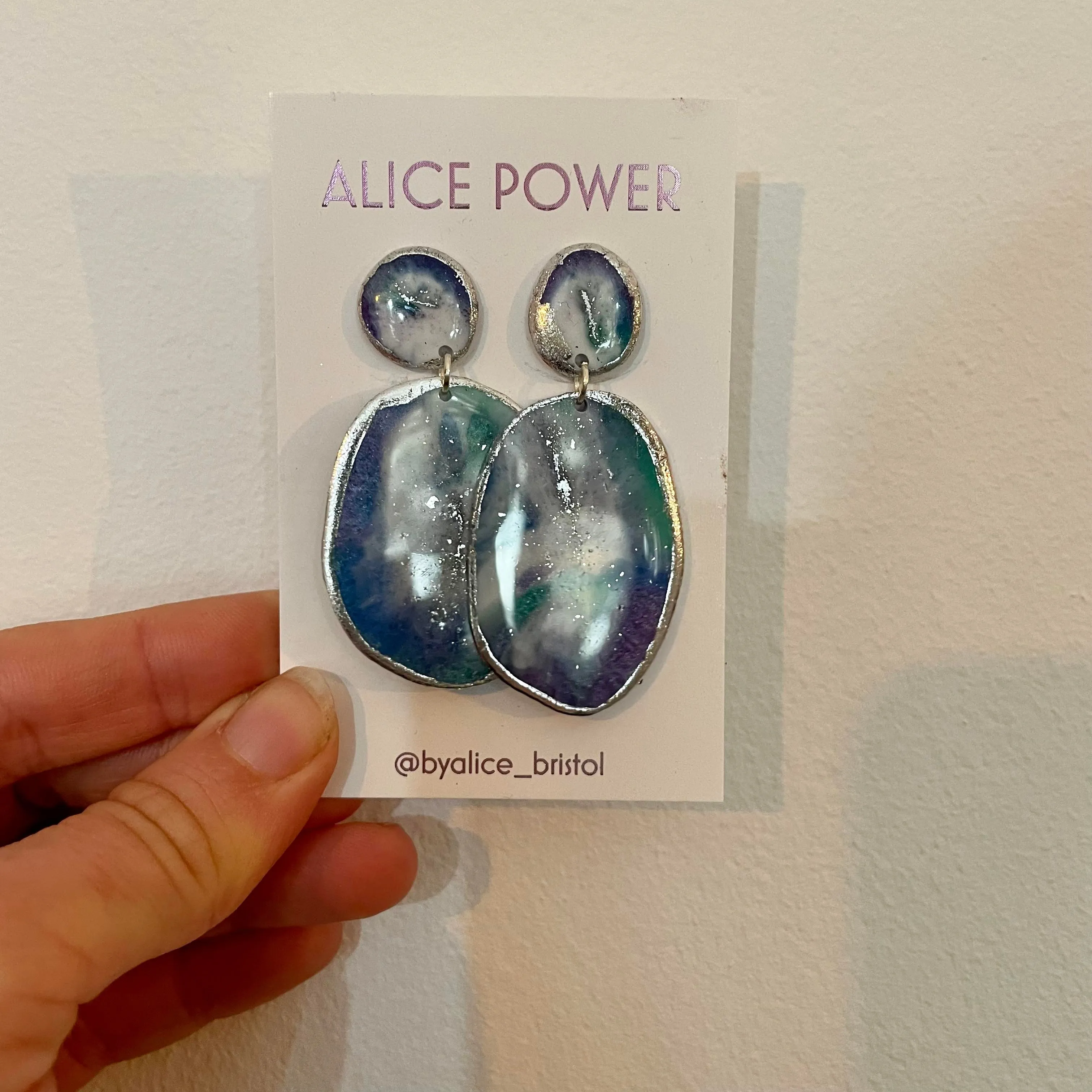 Double Resin Geode Earrings