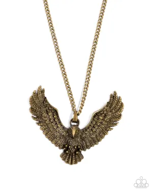 Edgy Eagle - Brass - Paparazzi Short Necklace