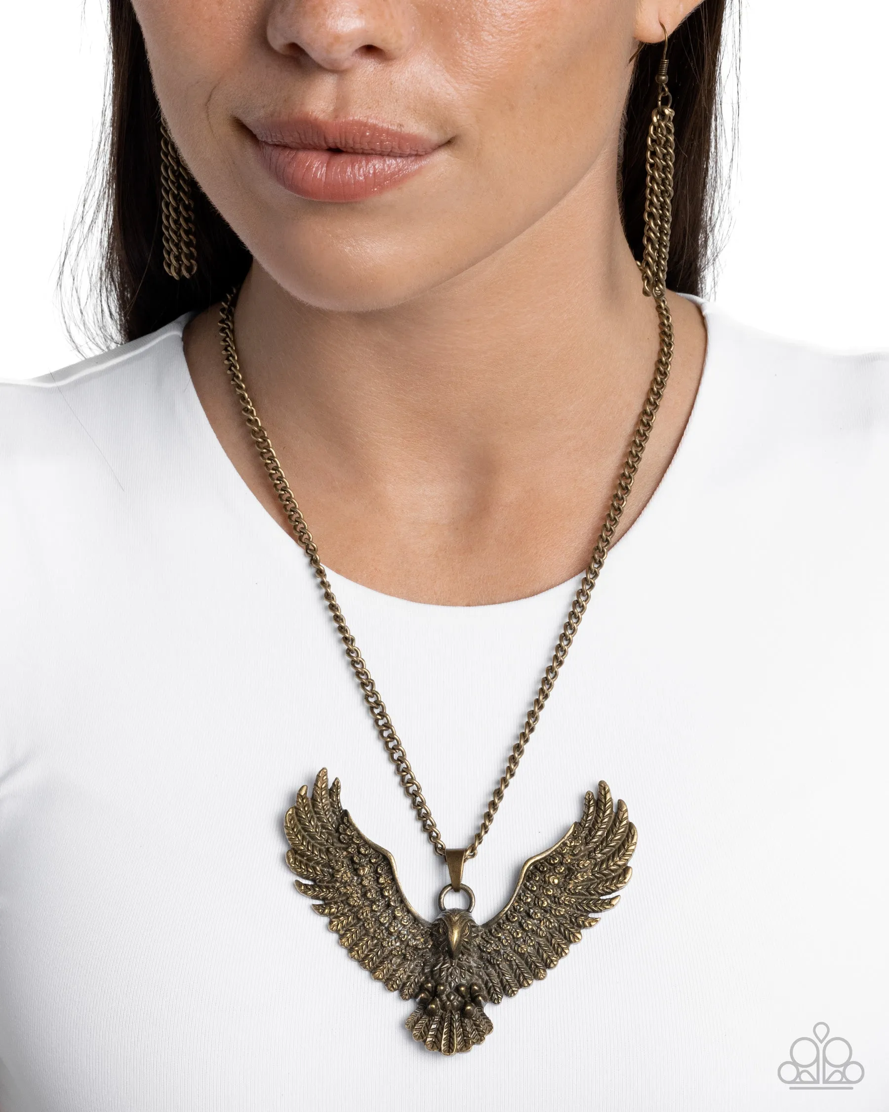 Edgy Eagle - Brass - Paparazzi Short Necklace